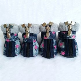 4PCS Winter Pet Booties Set | Warm, Stylish, & Skid-Proof Paw Protectors (Color: Pink, size: XL)